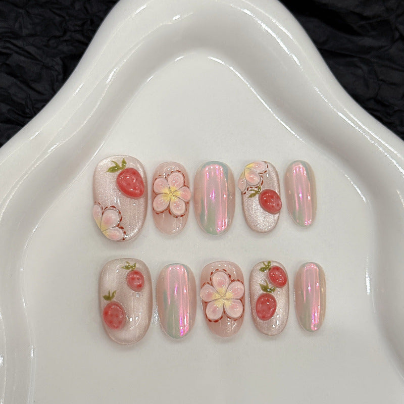 [Pink Love]   Short/Oval Handmade press on nails   10pcs/set