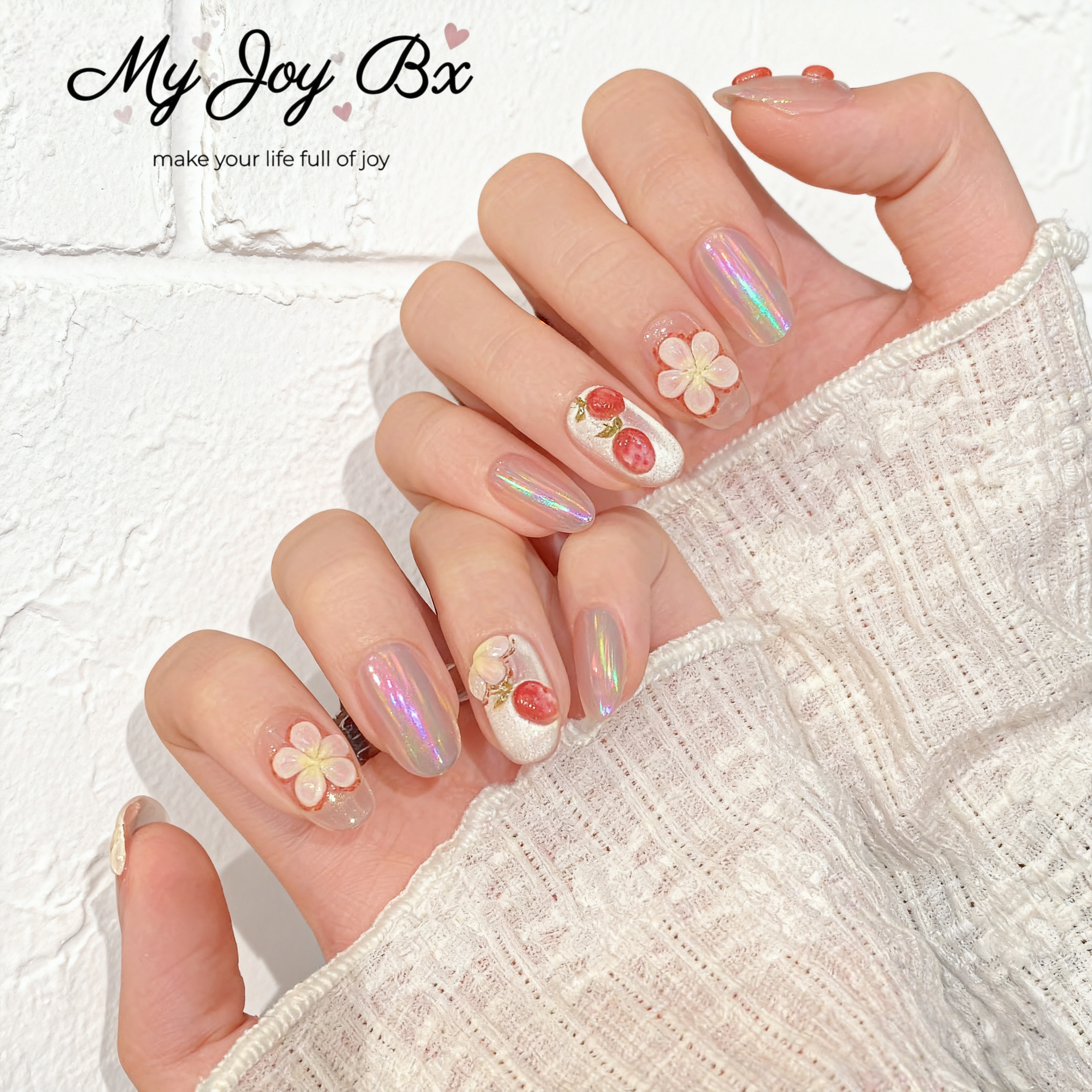 [Pink Love]   Short/Oval Handmade press on nails   10pcs/set