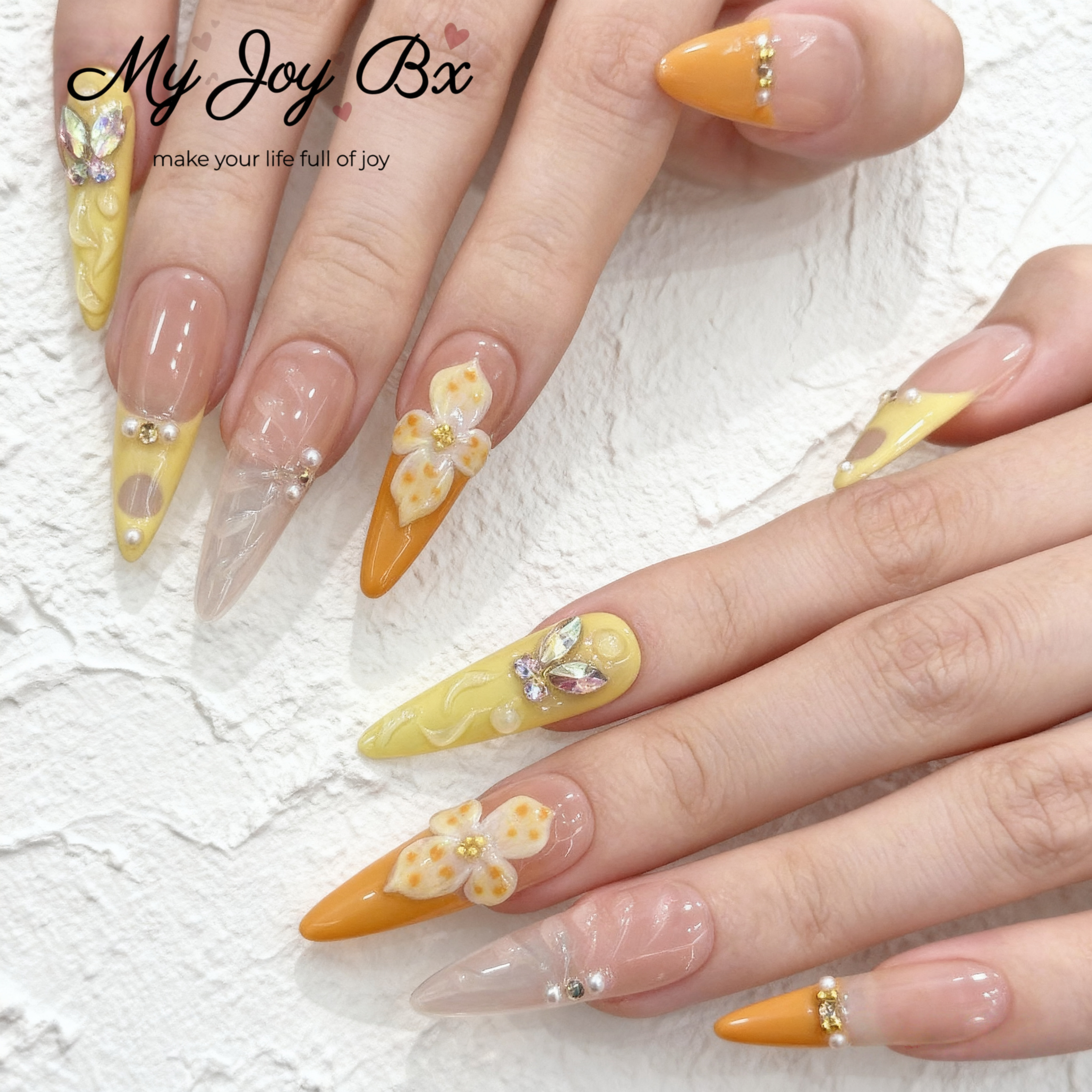 [Passionate Orange]   Long/Stiletto Handmade press on nails   10pcs/set