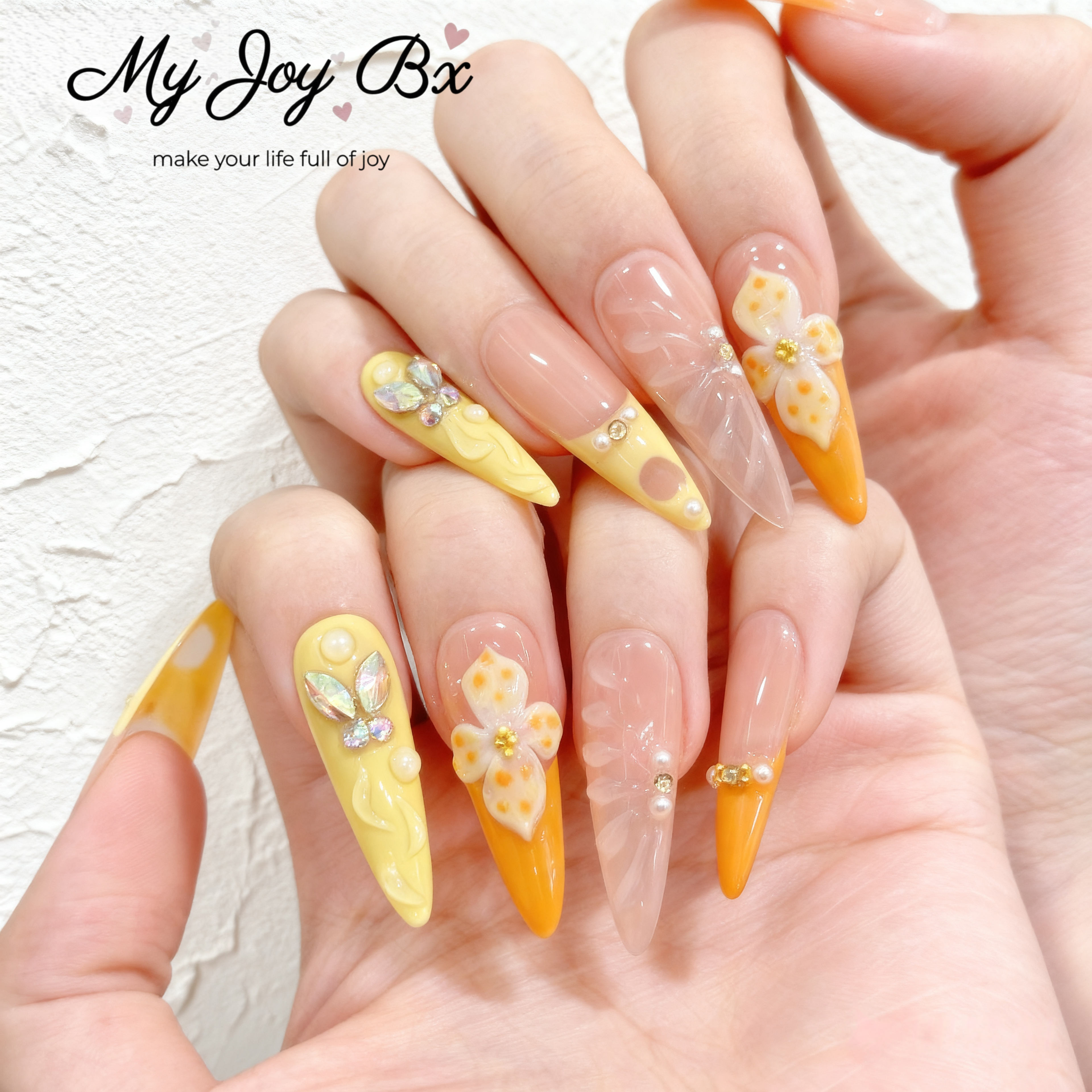 [Passionate Orange]   Long/Stiletto Handmade press on nails   10pcs/set