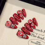 [Halloween Dark Red]   Medium/Almond Handmade press on nails   10pcs/set