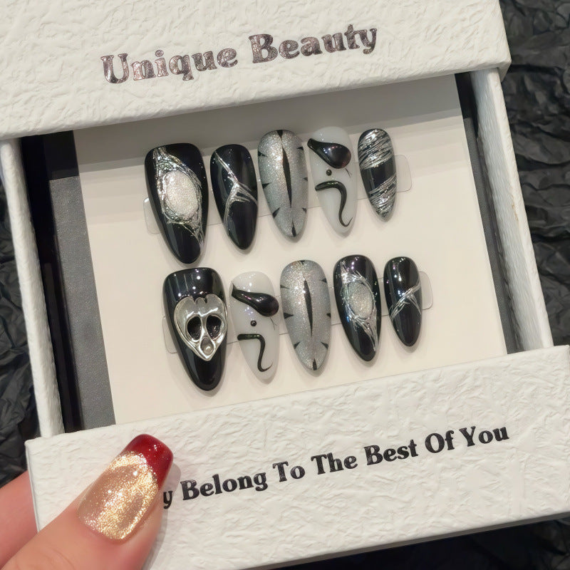 [The Eye of the Black Python]   Medium/Almond Handmade press on nails   10pcs/set