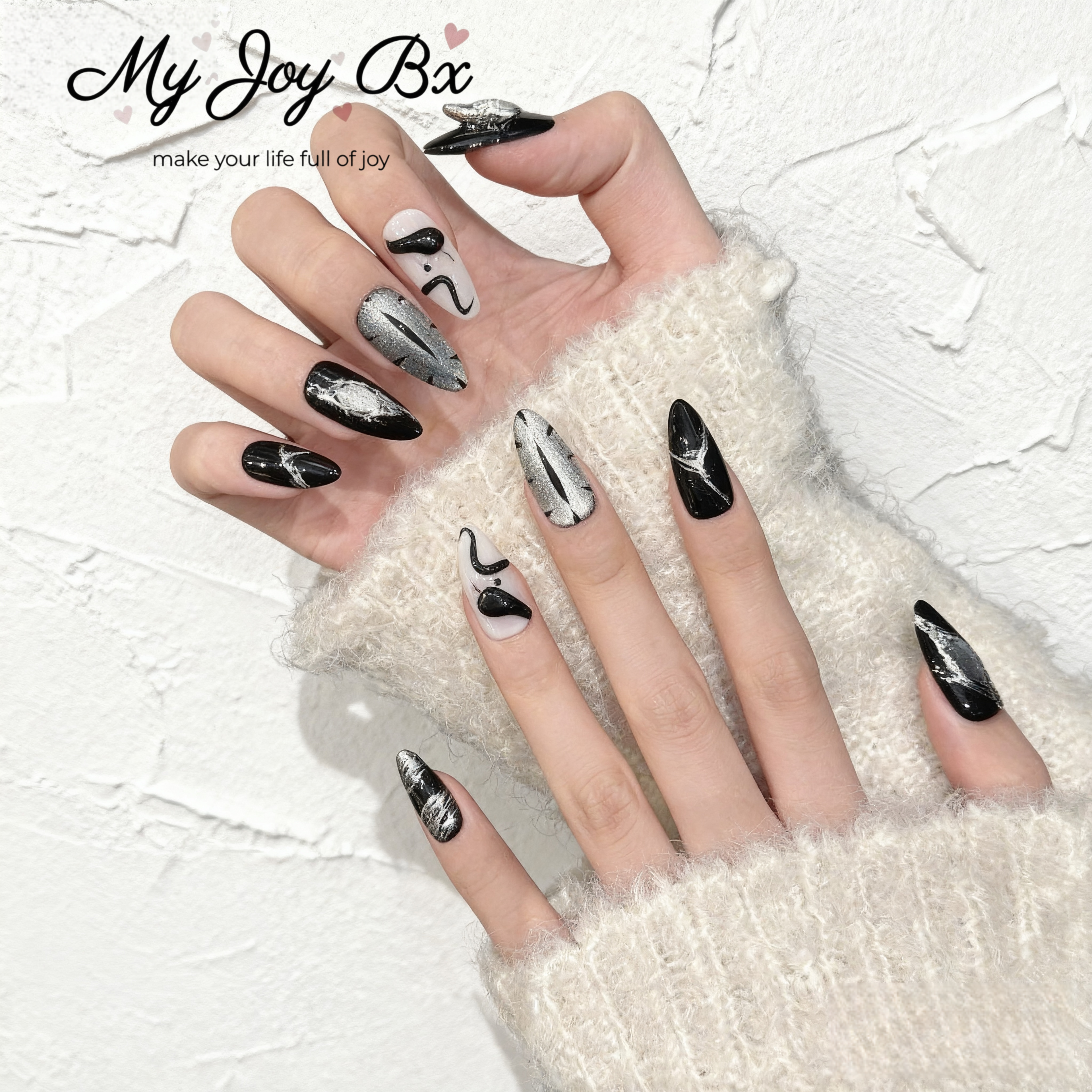 [The Eye of the Black Python]   Medium/Almond Handmade press on nails   10pcs/set