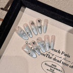 [Graceful Blue Cat Eye]   (Handmade press on nails)  Long/Stiletto Nails 10pcs/set