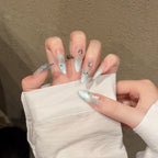 [Graceful Blue Cat Eye]   (Handmade press on nails)  Long/Stiletto Nails 10pcs/set