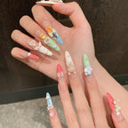 [Happy Bear]   (Handmade press on nails)  Long/Stiletto Nails 10pcs/set