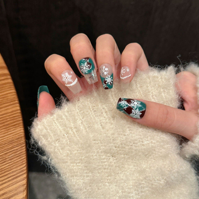 [Charming Christmas Snow]   (Handmade press on nails)  Medium/Ballerina Nails 10pcs/set