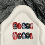 [Merry Christmas Snow]   (Handmade press on nails)  Short/Squoval Nails 10pcs/set