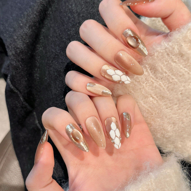 [Delicate Golden Medusa]   (Handmade press on nails)  Medium/Almond Nails 10pcs/set