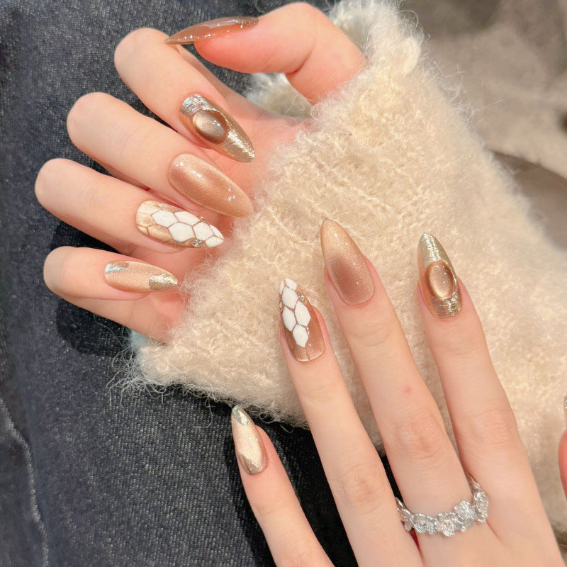 [Delicate Golden Medusa]   (Handmade press on nails)  Medium/Almond Nails 10pcs/set