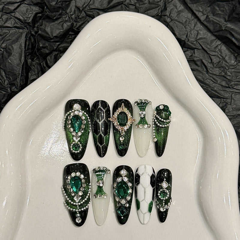 [Emerald Snake]   Long/Almond Handmade press on nails  10pcs/set