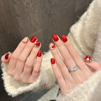[Christmas Red Apple]   (Handmade press on nails)  Short/Oval Nails 10pcs/set
