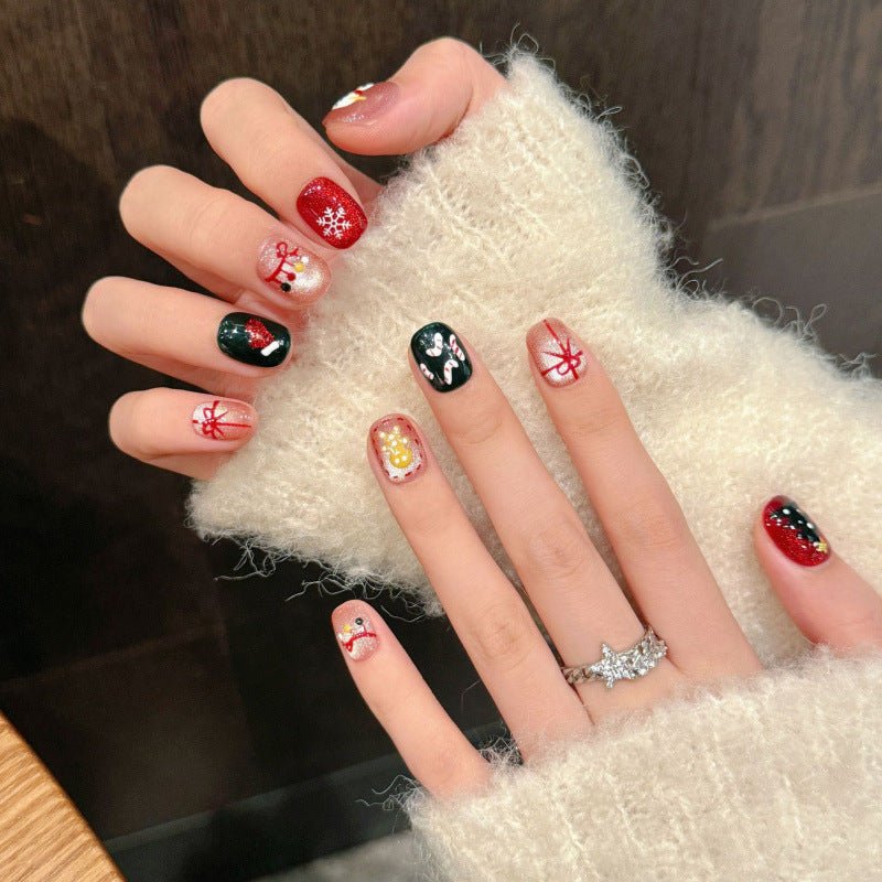 [Sweet Christmas Gift]   (Handmade press on nails)  Short/Oval Nails 10pcs/set
