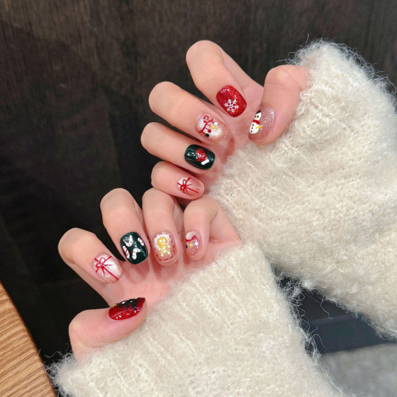 [Sweet Christmas Gift]   (Handmade press on nails)  Short/Oval Nails 10pcs/set