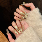[Gloden Leopard]   (Handmade press on nails)  Long/Stiletto Nails 10pcs/set