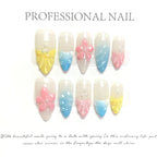 [3D Beach Shell Flower]   (Handmade press on nails)  Medium/Almond Nails 10pcs/set