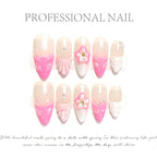 [3D Graceful Pink Flower]   (Handmade press on nails)  Medium/Almond Nails 10pcs/set