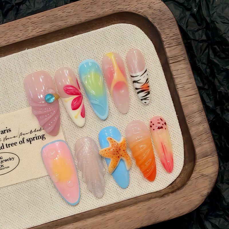 [Island Vacation]   Long/Almond Handmade press on nails  10pcs/set