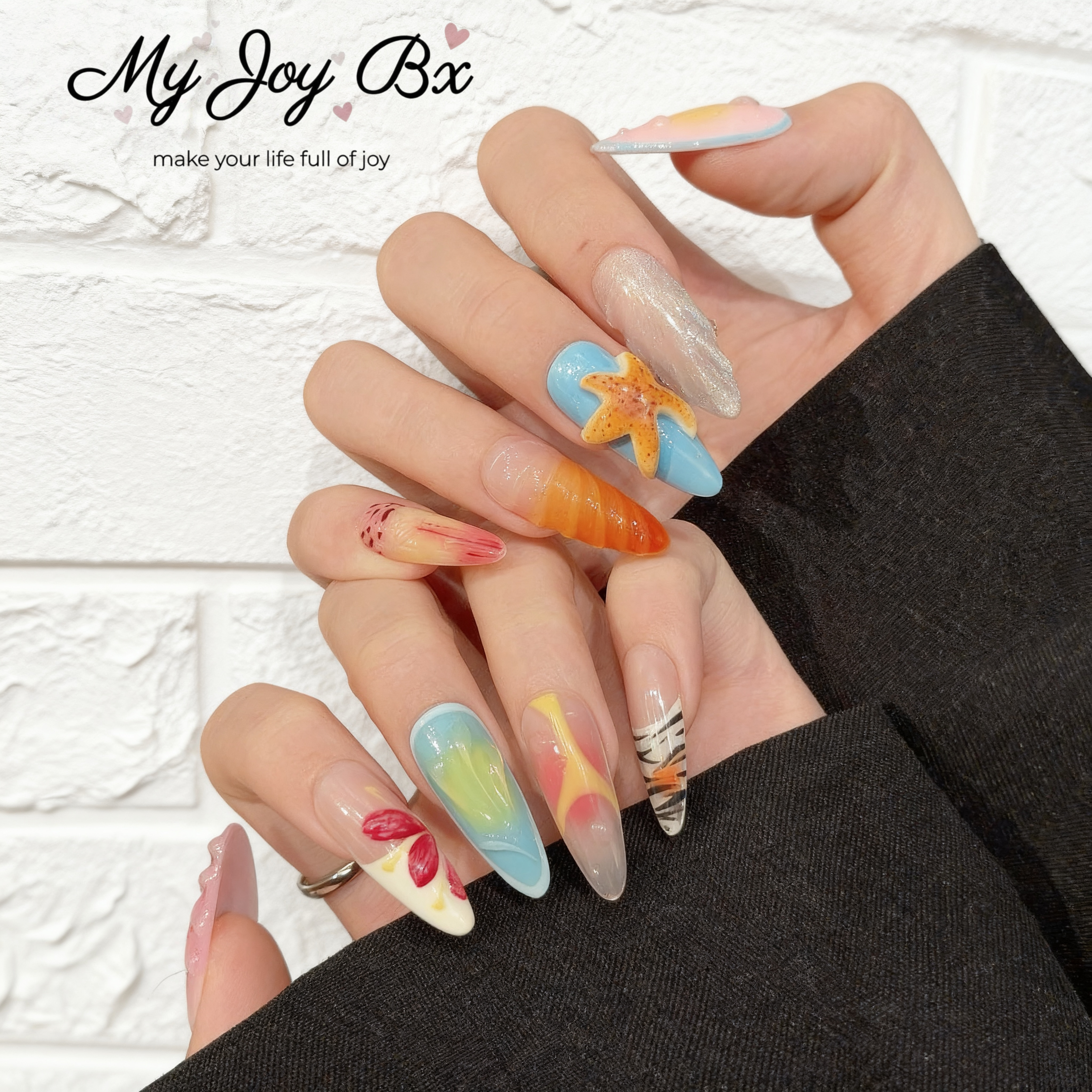 [Island Vacation]   Long/Almond Handmade press on nails  10pcs/set
