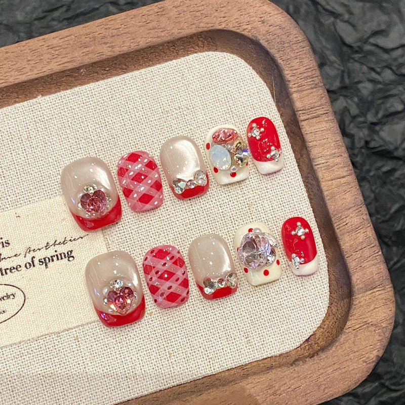 [Sweet Merry Christmas]   (Handmade press on nails)  Short/Squoval Nails 10pcs/set
