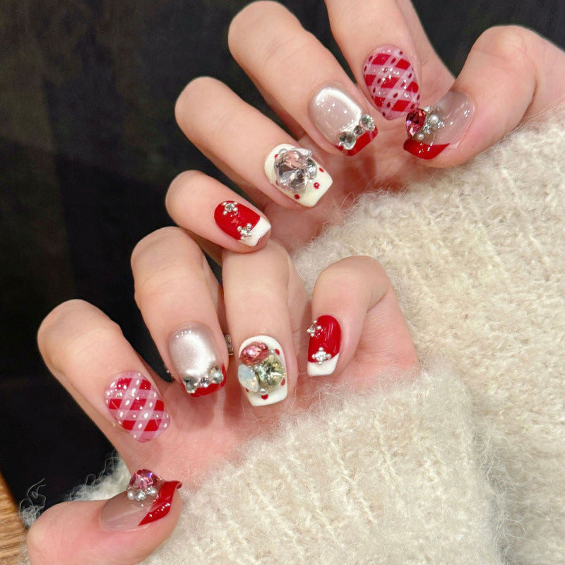 [Sweet Merry Christmas]   (Handmade press on nails)  Short/Squoval Nails 10pcs/set