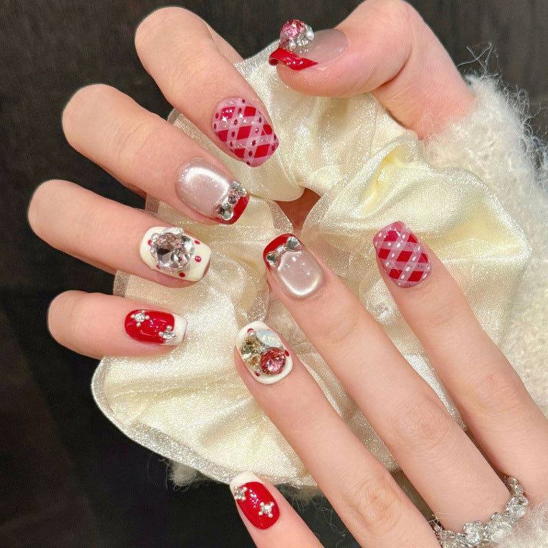 [Sweet Merry Christmas]   (Handmade press on nails)  Short/Squoval Nails 10pcs/set