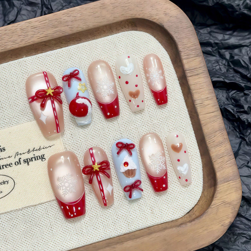 [Merry Christmas Gift]   (Handmade press on nails)  Long/Ballerina Nails 10pcs/set