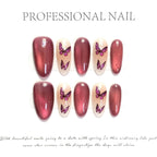[Dream Butterfly]   (Handmade press on nails)  Medium/Oval Nails 10pcs/set