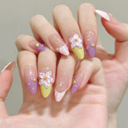 [3D Happy Miss Flower]   (Handmade press on nails)  Medium/Almond Nails 10pcs/set