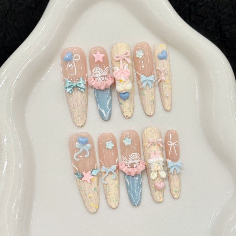 [Sweet Candy]   (Handmade press on nails)  Long/Stiletto Nails 10pcs/set