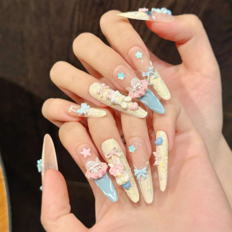 [Sweet Candy]   (Handmade press on nails)  Long/Stiletto Nails 10pcs/set