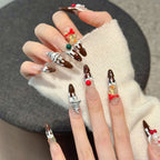 [Christmas Chocolate Cake]   (Handmade press on nails)  Long/Stiletto Nails 10pcs/set