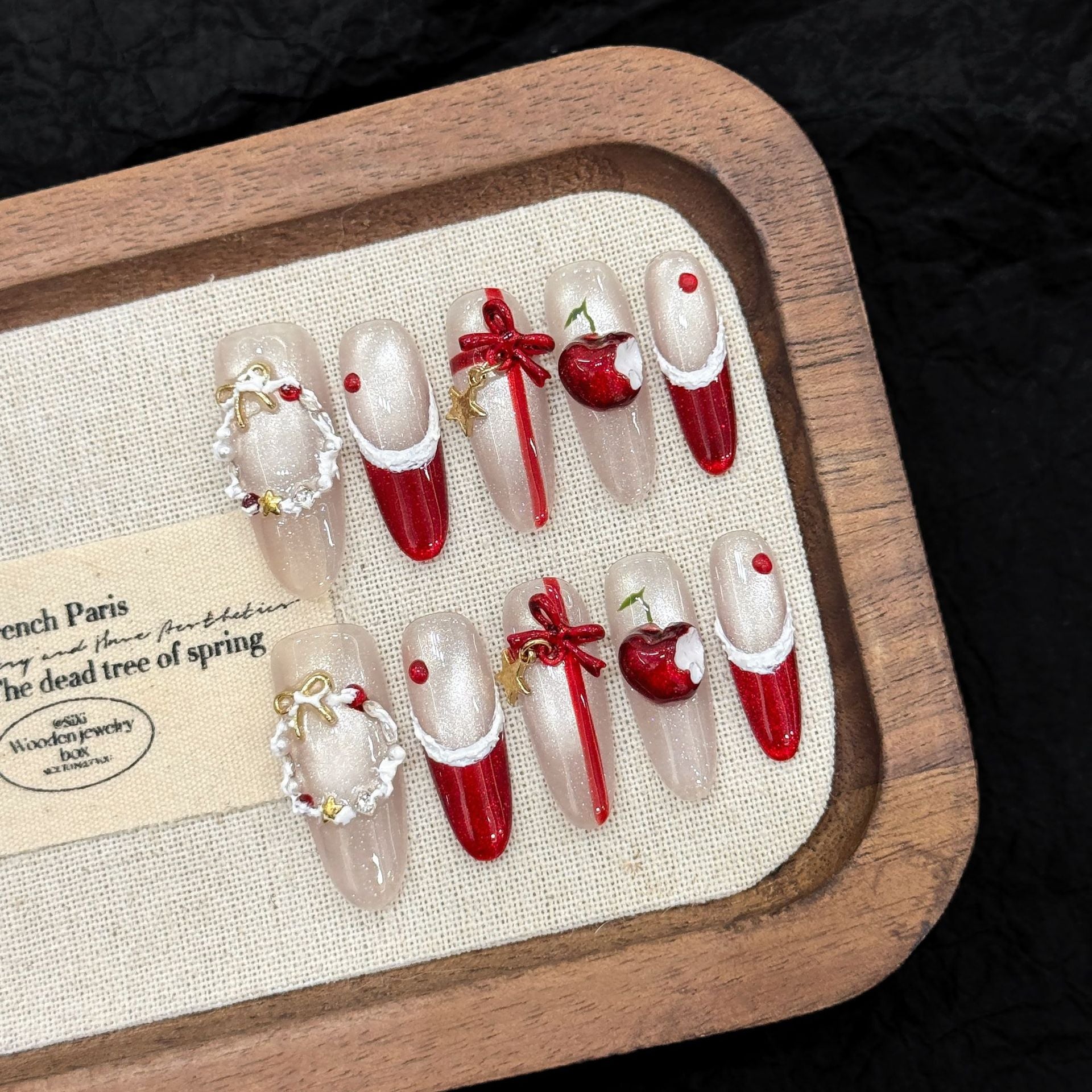 [Graceful Lady Christmas Gift]   (Handmade press on nails)  Long/Oval Nails 10pcs/set