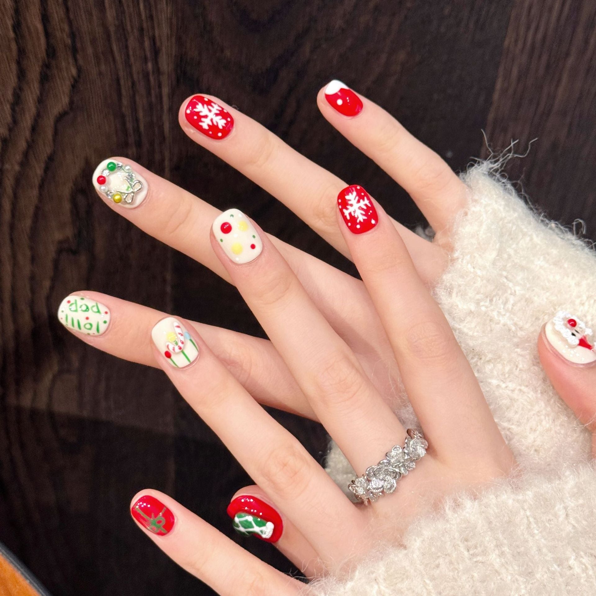 [Cute Christmas Gift]   (Handmade press on nails)  Short/Oval Nails 10pcs/set