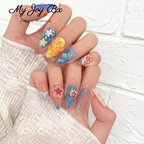 [Vacation 3D Flower]   Medium/Almond Handmade press on nails   10pcs/set