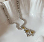 Christmas Tree Pendant Necklace Hollow Out Snowflake Pendant Gift for Women