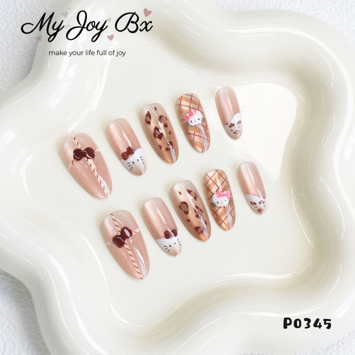 [Sweet Leopard Cat]   Medium/Almond  press on nails   10pcs/set