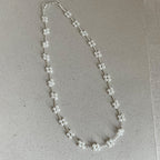 Pearl Woven Flower Necklace Unique Stylish Trendy Versatile Choke Stackable Necklace Fashion Jewelry