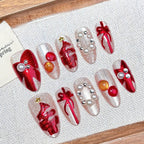 [Christmas Gift]   Medium/Almond  press on nails   10pcs/set
