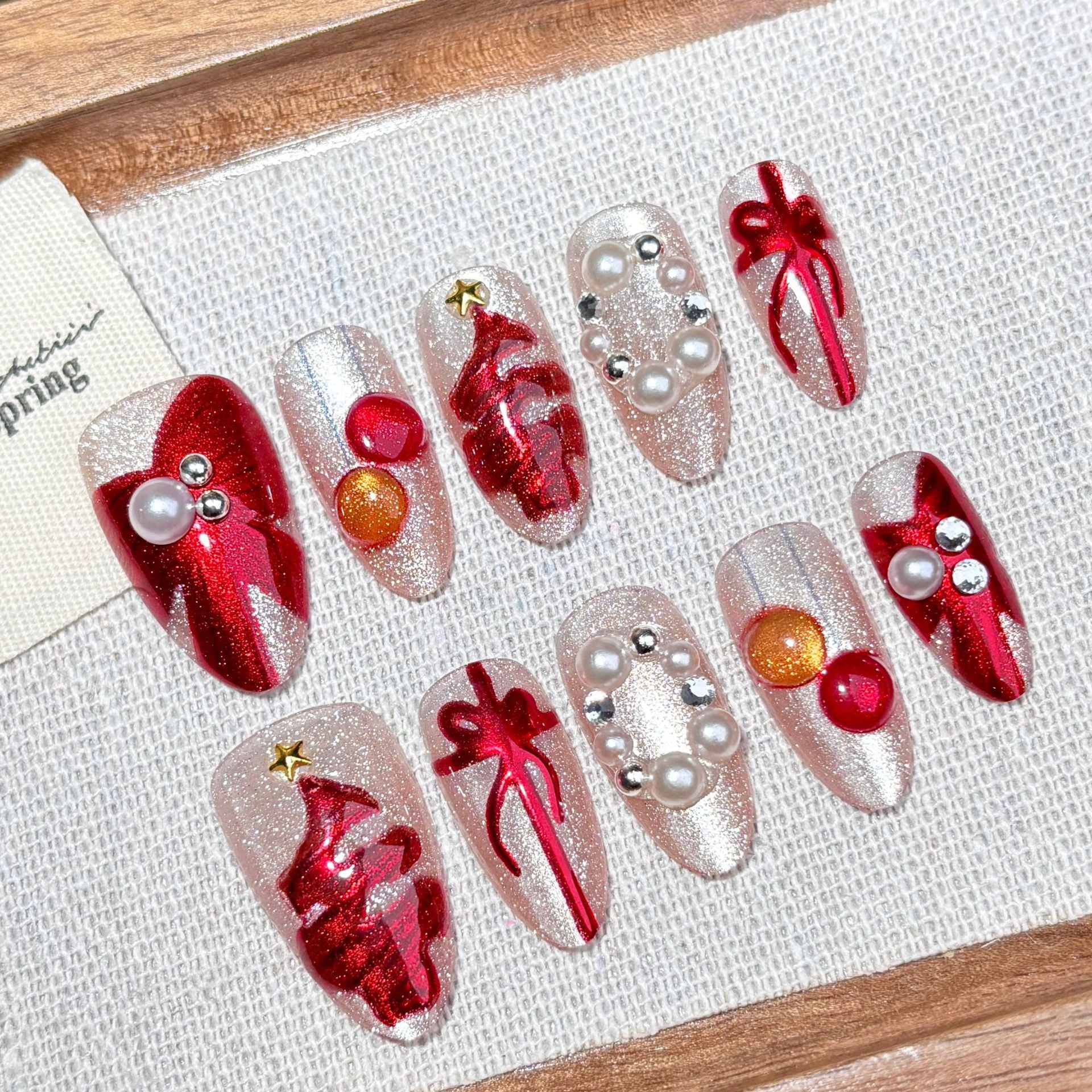 [Christmas Gift]   Medium/Almond  press on nails   10pcs/set