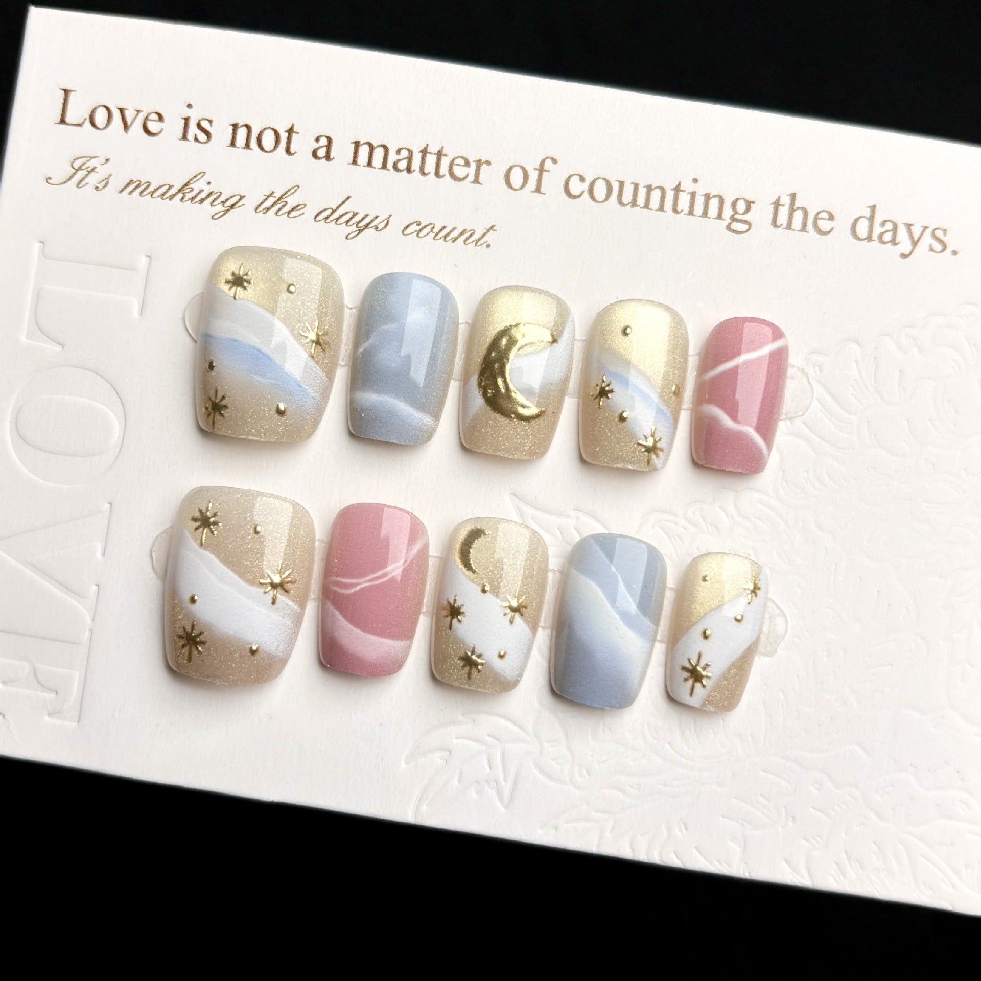[Romantic Starry River]   Short/Squoval press on nails   10pcs/set