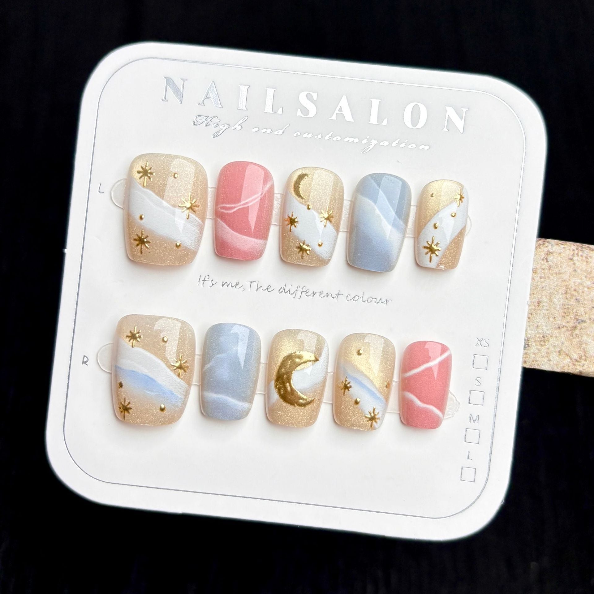 [Romantic Starry River]   Short/Squoval press on nails   10pcs/set