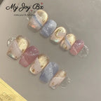 [Romantic Starry River]   Short/Squoval press on nails   10pcs/set