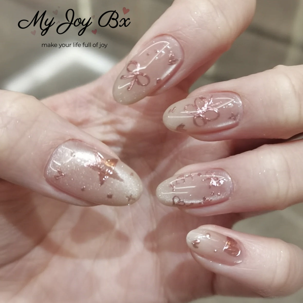 [Romantic Date]   Medium/Almond press on nails   10pcs/set