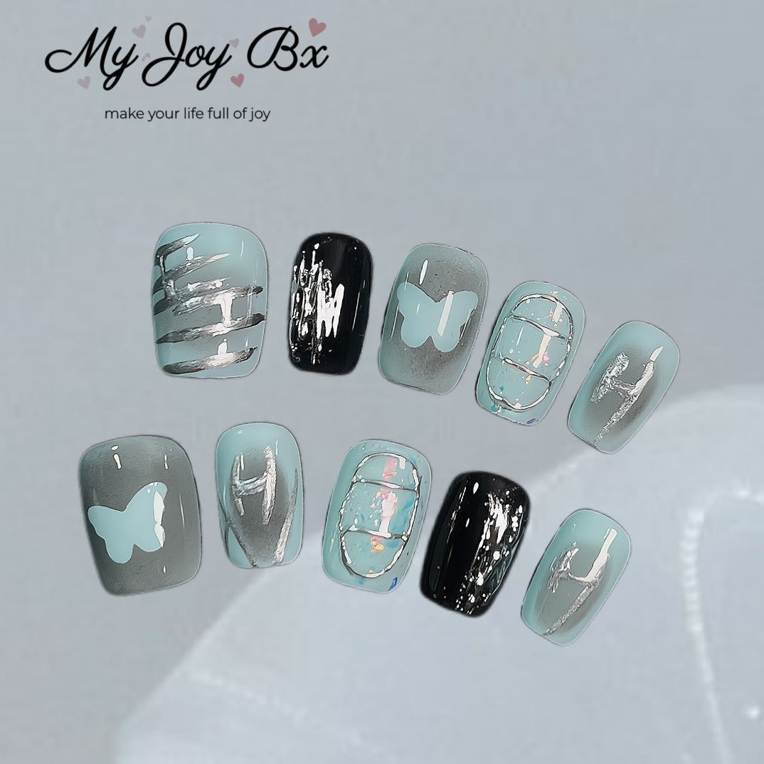 [Dreaming Butterfly]   Short/Squoval press on nails   10pcs/set