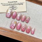 [Pink Dream]   Short/Squoval  press on nails   10pcs/set