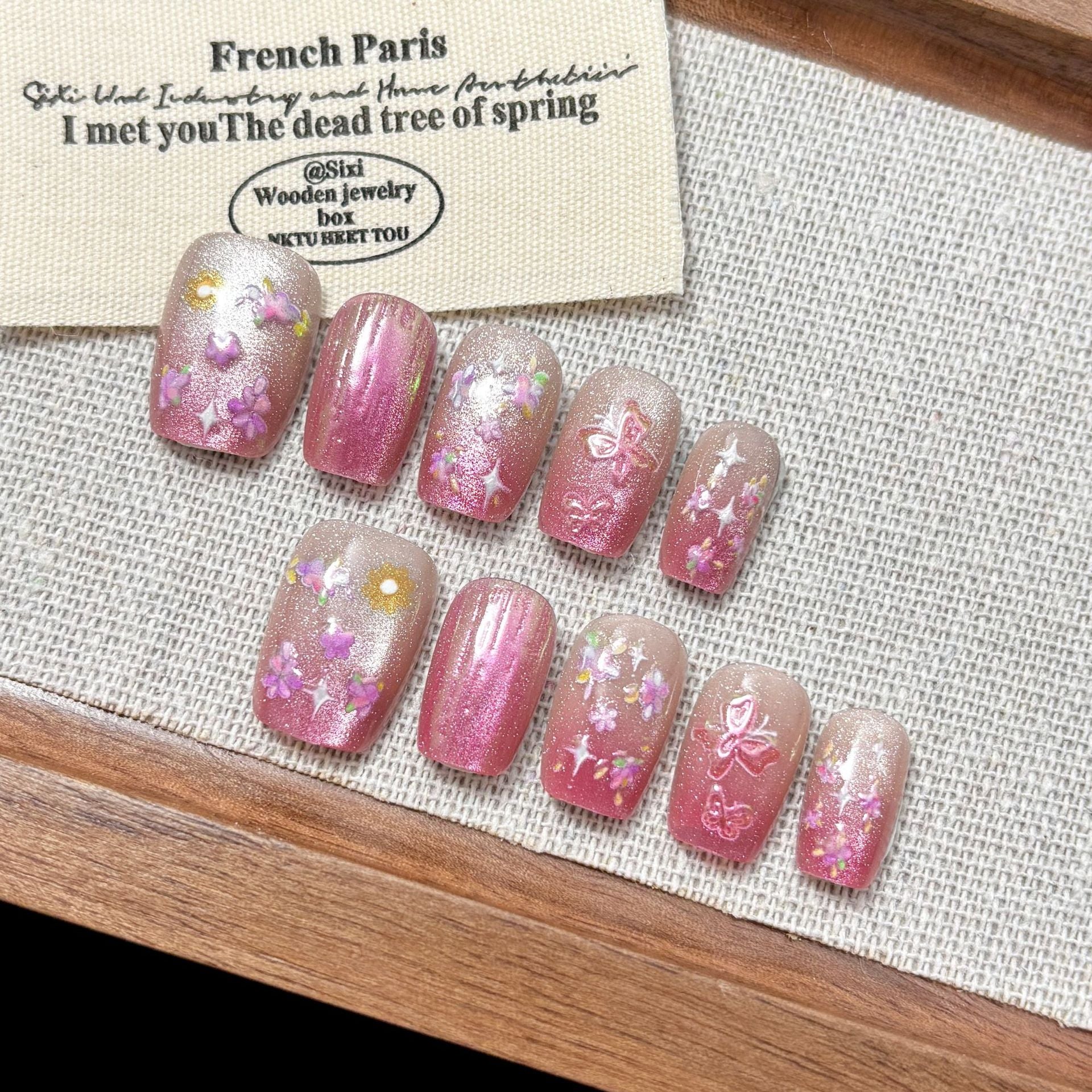 [Pink Dream]   Short/Squoval  press on nails   10pcs/set