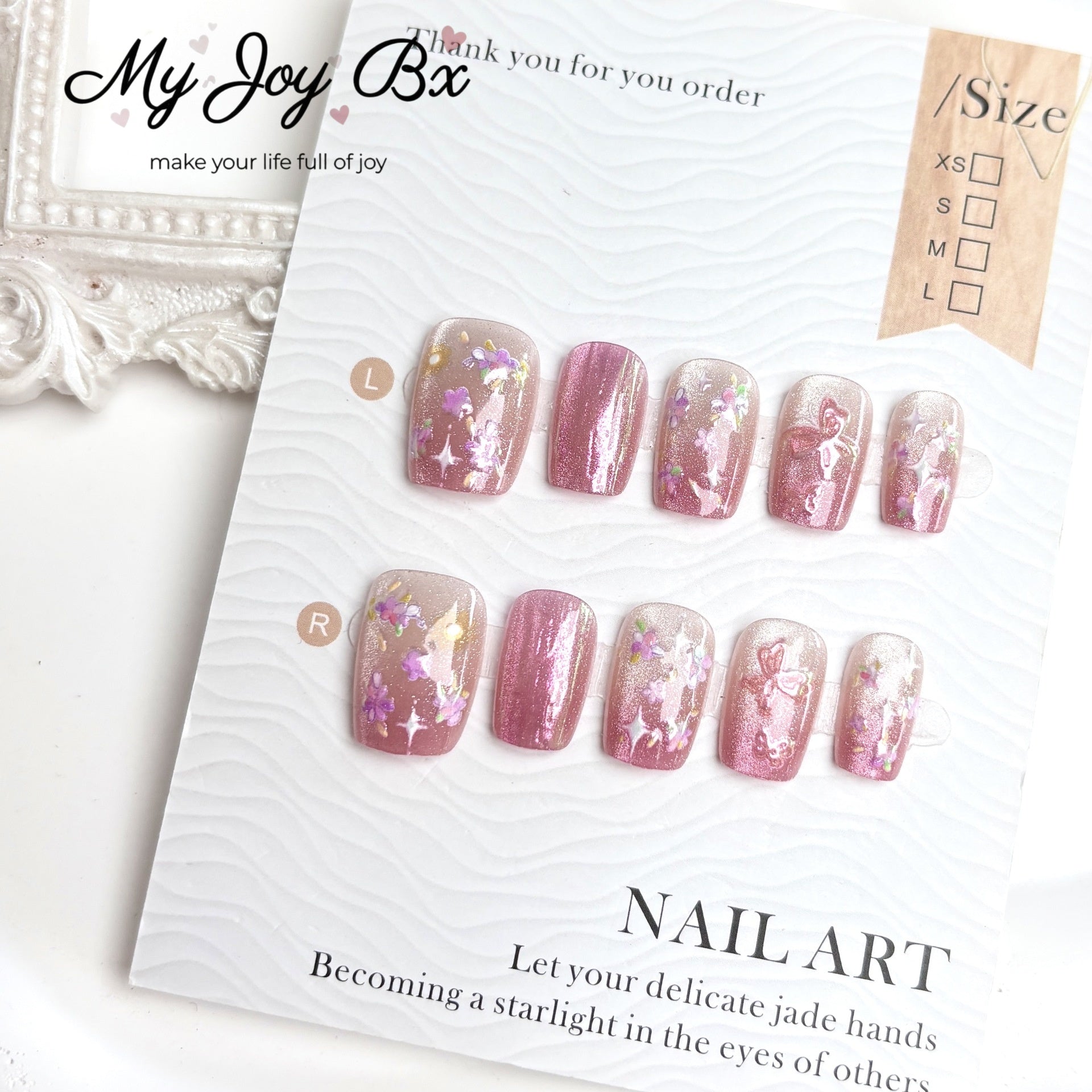 [Pink Dream]   Short/Squoval  press on nails   10pcs/set