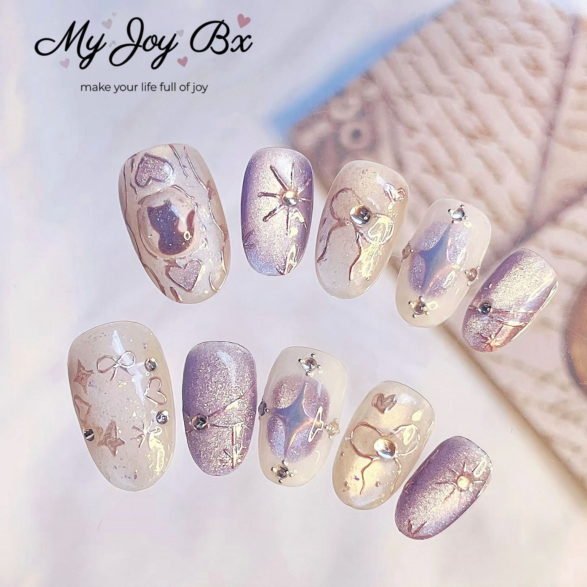 [Purple Aurora]   Medium/Squoval press on nails   10pcs/set