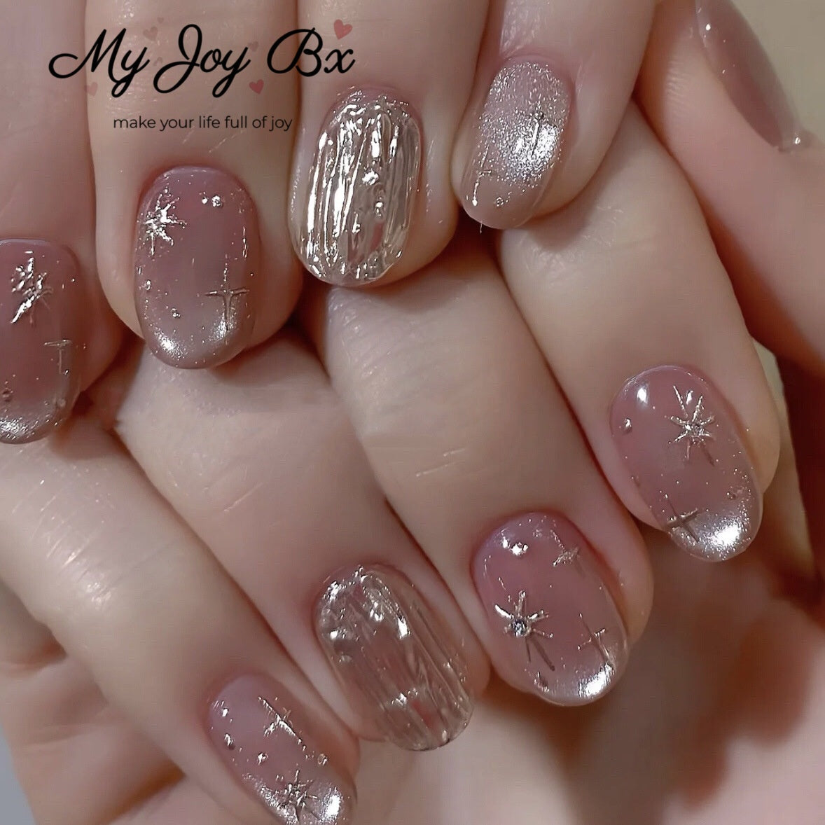 [Star Pink]   Short/Squoval press on nails   10pcs/set